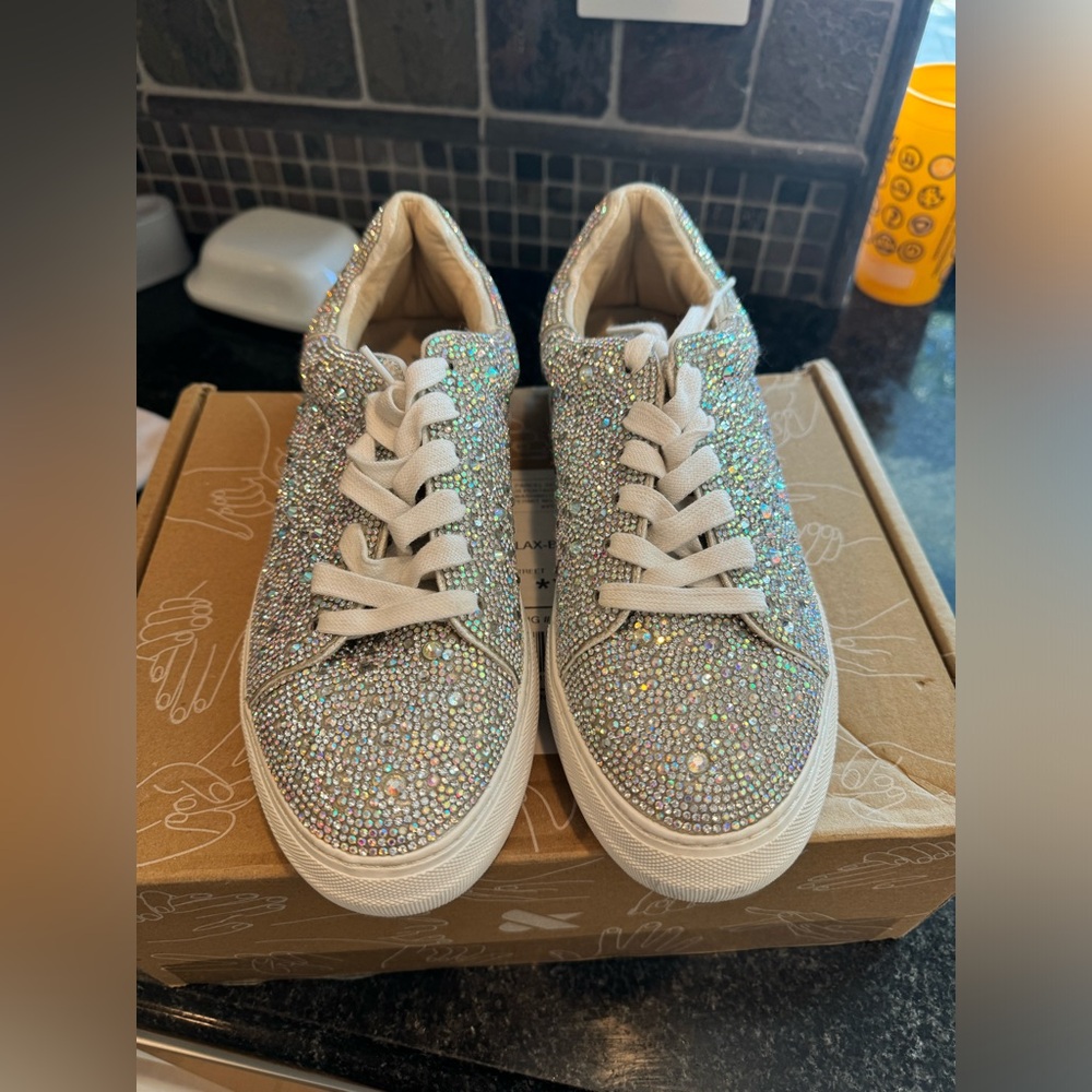 Betsey Johnson Sidny Rhinestones Sneakers, size 10M, very good condition